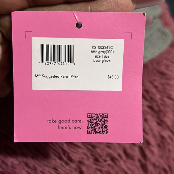 NWT Kate Spade knit gloves Heather Gray - Picture 8 of 8